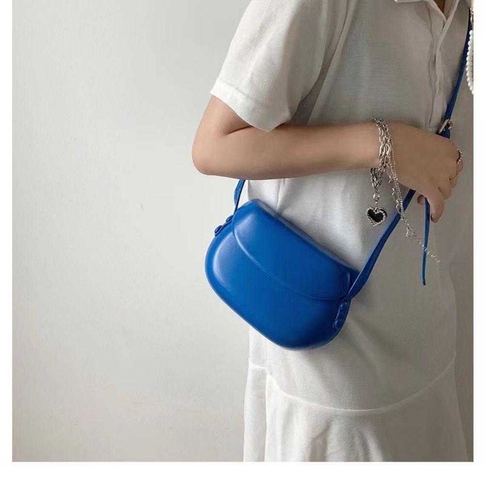 Candy Color Casual Satchel Bag Sling Bags Saddle Shoulder Bag Simple Women Crossbody Bag