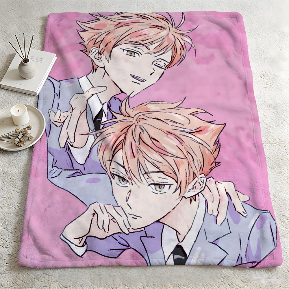 anime O-Ouran High School Host Club-b Throw Warm Soft Flannel Blanket, Multi-use for Sofa Bed Camping Travel Nap 75cmx90cm