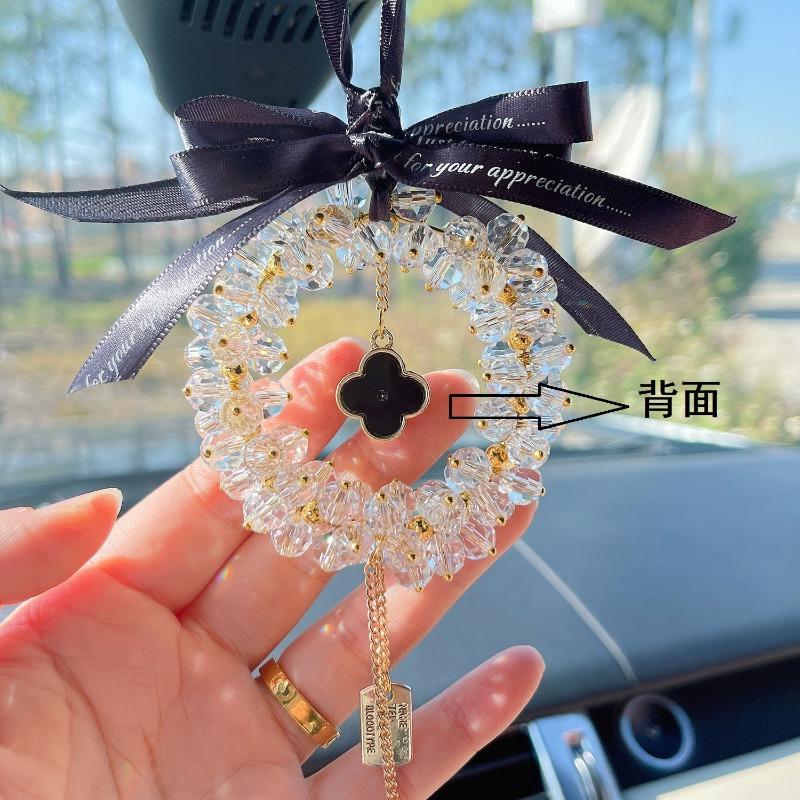 Women S Four Leaf Clover Rhinestone Crystal Car Pendant Interior Decoration