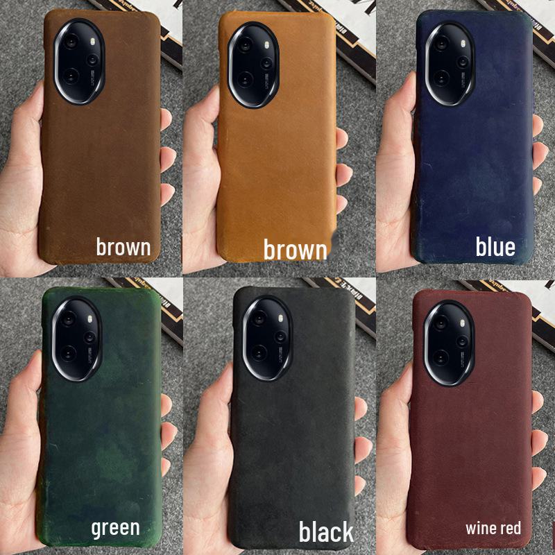 Echtes Rindsleder Halbschalen-Etui für Honor 100/100Pro