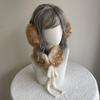 Adjustable Faux Fur Scarf Deer Print Ear Muffs New Plush Neck Warmer  Women