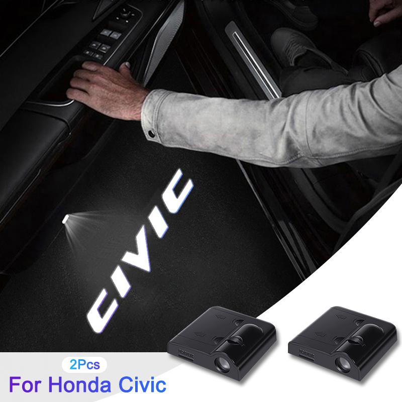 

2Pcs Wireless LED Car Door logo Projector Lamps Welcome Lights For Honda Civic 8th 9th 10th 11th Ghost Shadow Lamp Accessories