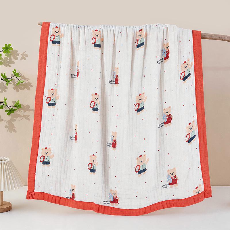 Grade A All-Cotton 6-Layer Baby Bath Towel - Soft, Absorbent, Printed Gauze for Newborns
