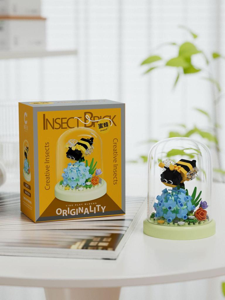 Cross-Border Insect Building Series: Lego-Compatible Flower Bonsai Assembly Toy for Kids