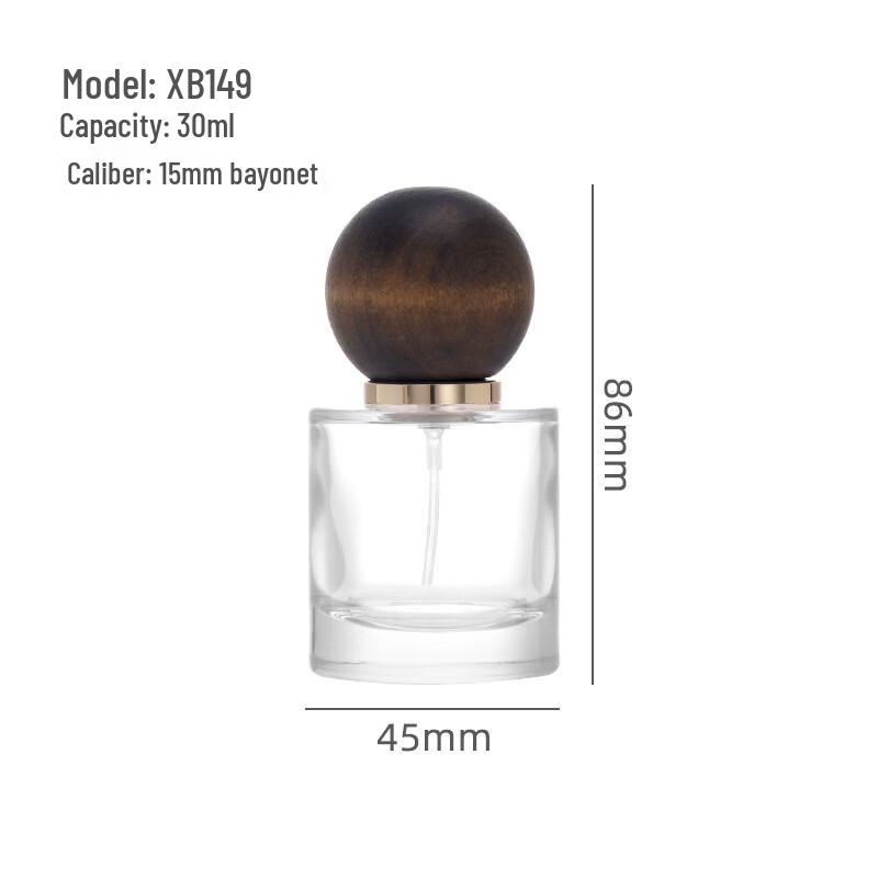 OIMG 30ml Transparent Cylindrical Perfume Spray Bottle with Wooden Ball Cap