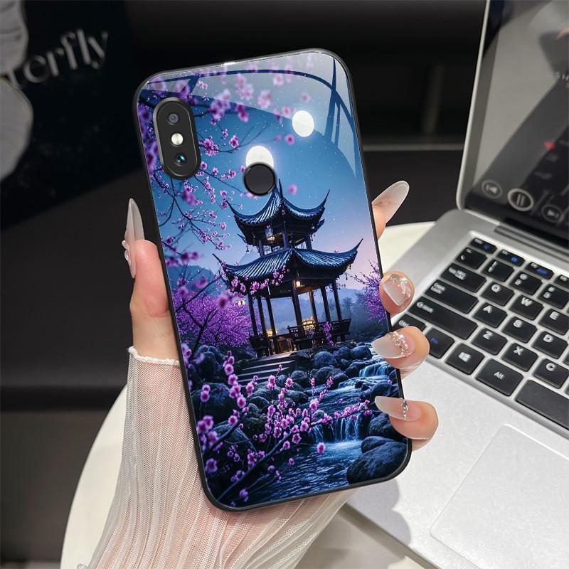 For Redmi Note 5/Note 6 Phone Case Trendy Design Tempered Glass Bumper For Xiaomi Redmi Note 5 6 Pro Full Protection Back Covers