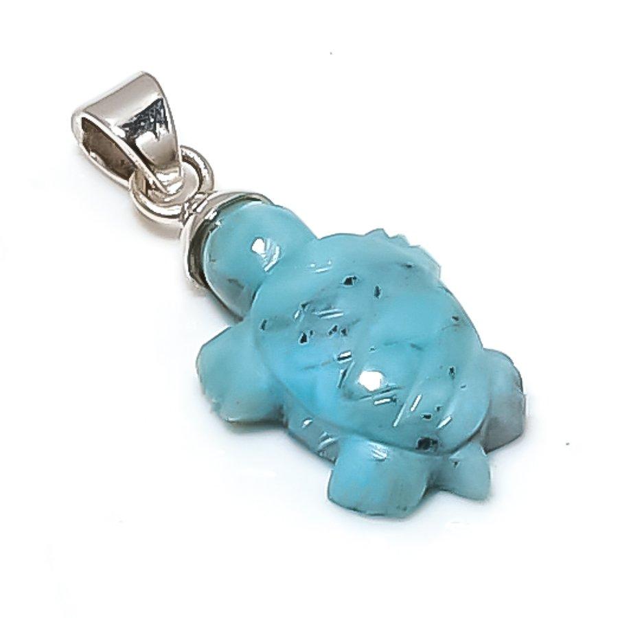

Natural Larimar Gemstone Handmade 925 Sterling Silver Jewelry Pendant 1.38 C7g89