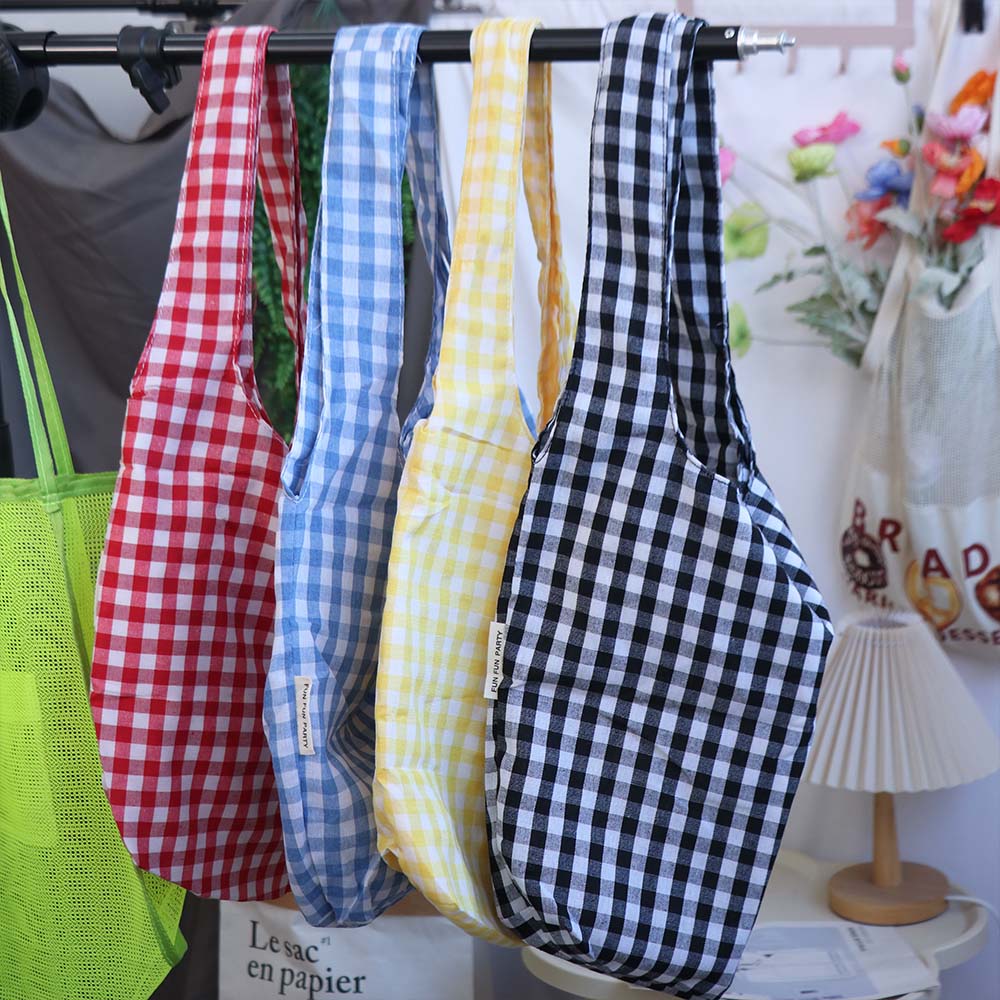 Large Capacity Plaid Underarm Bags Vintage Women's Handbag Sweet Single Shoulder Bag  Shopping