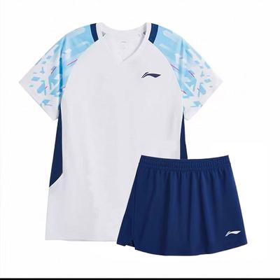 Li Ning Seria Badmintona Moda Szybkoschnący Oddychający Zestaw Spódniczki i Koszulki z Krótkim Rękawem dla Kobiet Odzież Sportowa AATV078-2