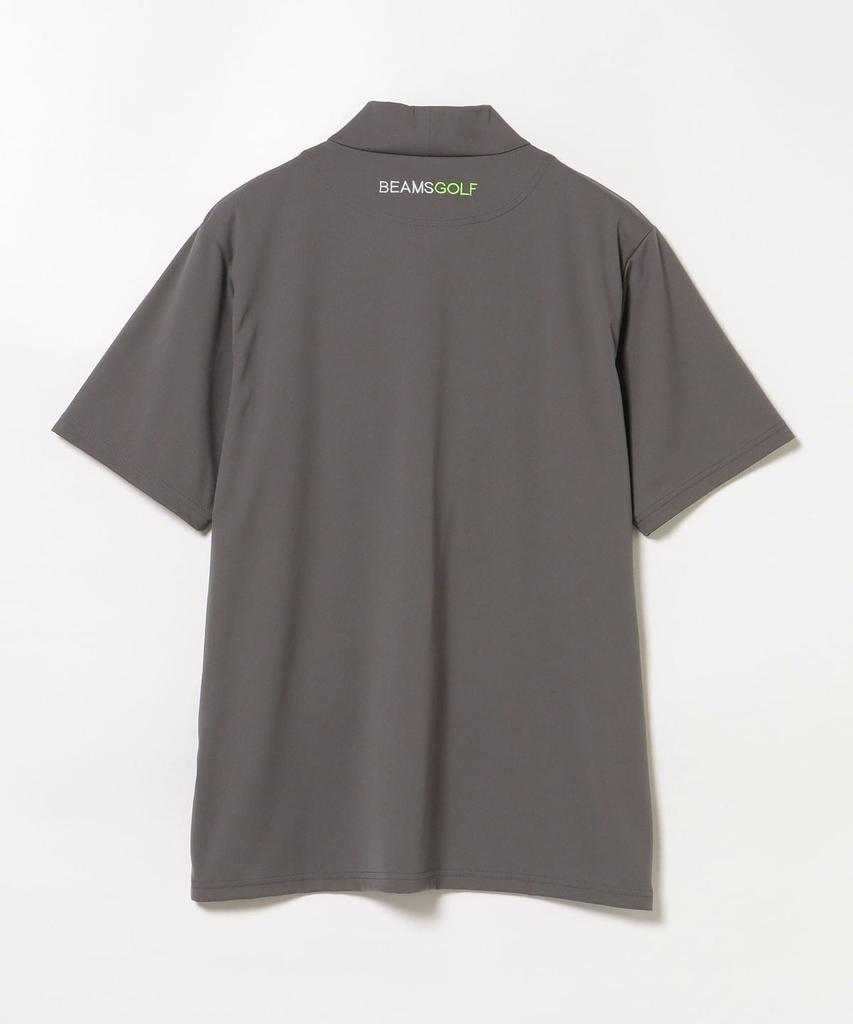 BEAMS GOLF Mock Neck T-Shirt Men Charcoal Gray Quick Dry UV Protection Japan Brand