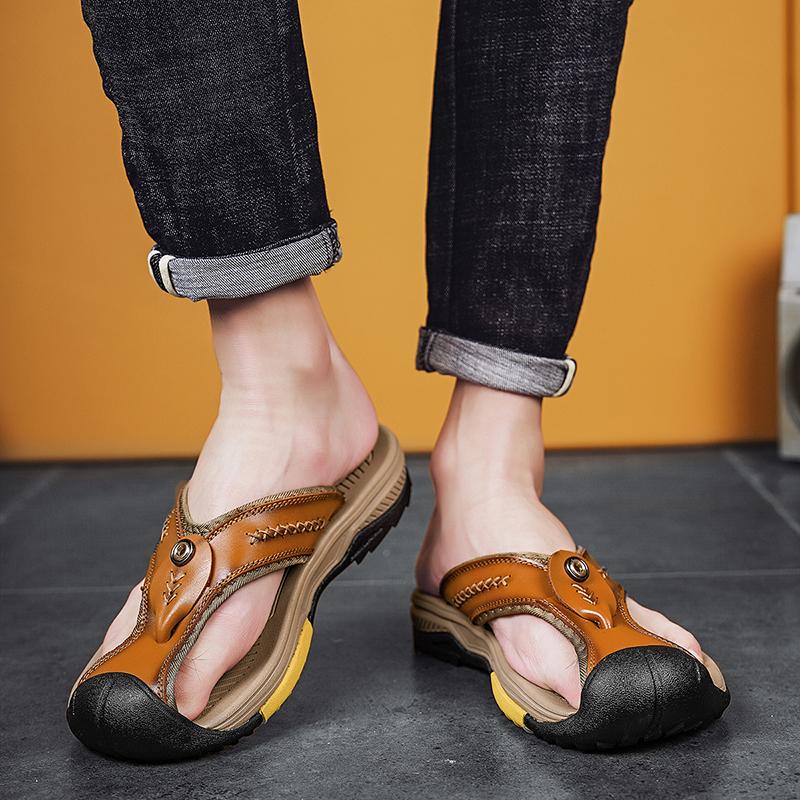 Men Casual Summer Shoes Stylish for MenAll-match Flip-flops Luxury Brand Non-Slip Male Beach Walking Shoes Handmade Flip Flops