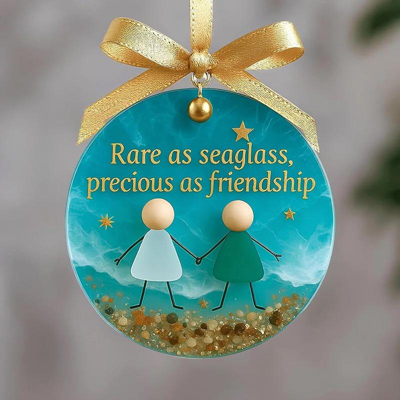 1/2Pcs Sea Glass Friendship Keepsake Decor, Sea Glass Friendship Hanging Ornaments for Tree Decorations, Timeless Friendships Gifts for Best Friends