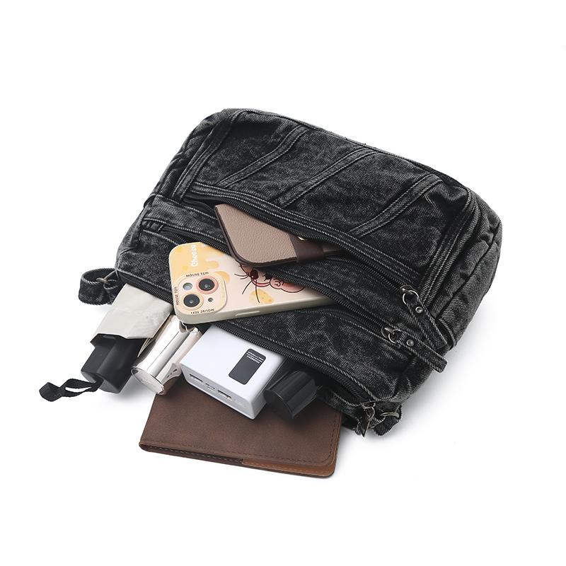 Middle-Aged Mother's Bag Denim Bag Women's Multi-Compartment Shoulder Bag