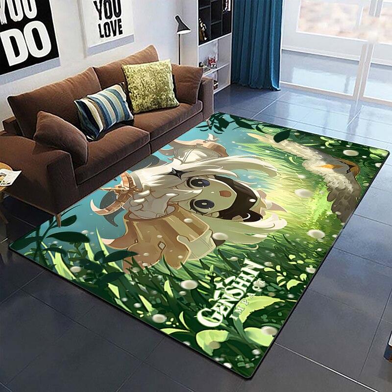 Genshin Impact Teppiche, Wohnzimmer-Dekoration, Schlafzimmer, Salon, Teetisch, Bereich, Teppich, Matte, weiches Flanell, große Teppiche und Baby-Geschenkteppich