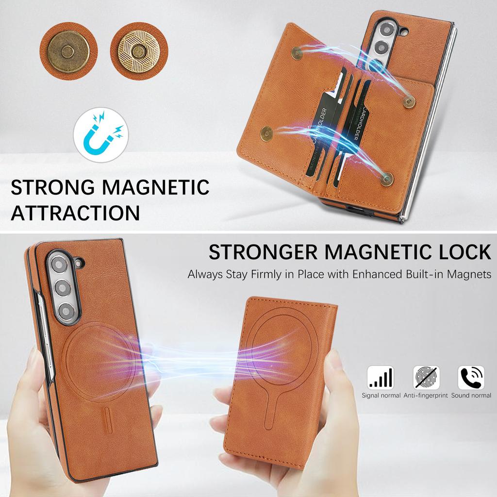 2-In-1 Two-fold Wallet Leather Phone Case for Samsung Galaxy Z Fold 7 ZFold 6 5 4 3 Wireless Charging Magnetic Card Holder Cover