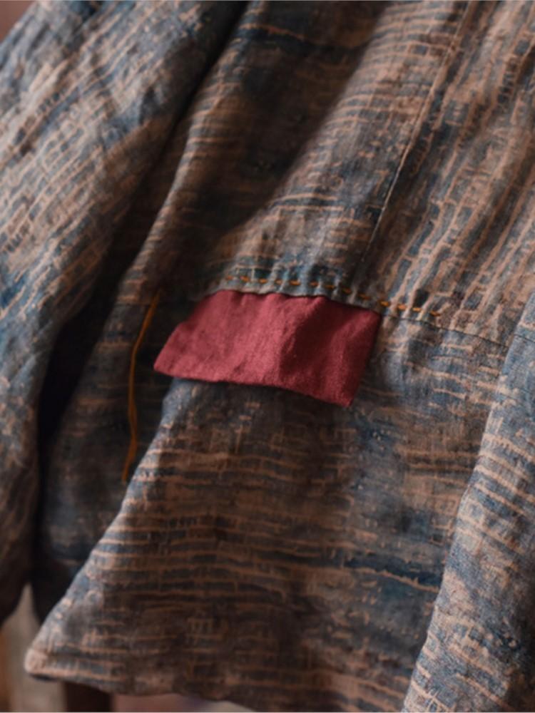 Johnature Women Linen Print Floral Parkas Spring Coats Long Sleeve O-Neck Clothes Vintage Women Parkas