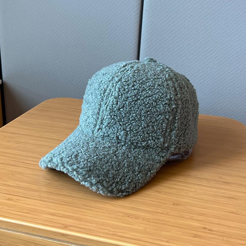 Autumn and Winter Thickened Version of Delicate Teddy Velvet Baseball Hat for Women Electric Car Windproof Solid Color Baseball Cap for Men