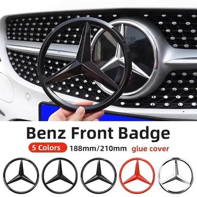 188/210MM Car Front Grille Badge Decal Cover Emblem Stickers Auto Accessories For Mercedes Benz AMG W204 W203 W212 W211 W124 W210 GLC GLE E CLA GLA