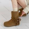 Fashion Comemore Fashion Tassel Bow Women Ankle Boots Autumn Winter Retro Style New Suede Temperament Shoes Casual Flat Short Botines
