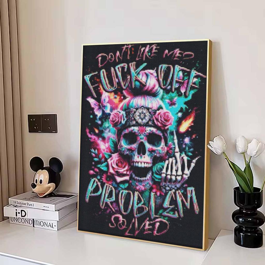 Skull Roses DIY Diamond Art Painting Kit with Shiny Resin Diamonds for Adults Relaxing Craft Wall Decor and Handmade Gift Idea Set Decor