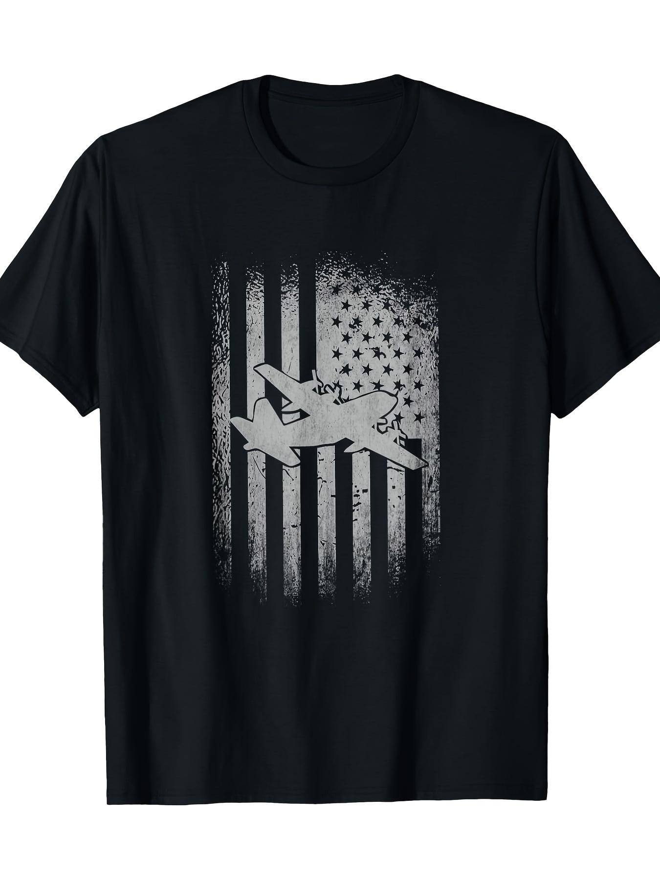 

C130 Hercules Air Force Transport Cargo Aircraft American Flag pattern100 cotton casual shortsleeved mens printed Tshirt S