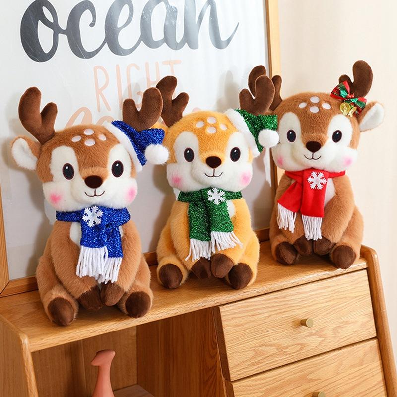 Cute Christmas Deer Doll Plush Toy Elk Doll Ornament Rag Doll Christmas