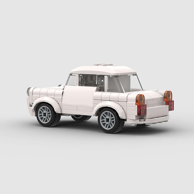 Trabant MOC Automobilis Vokietija Klasikinė Transporto Priemonė Techninis Modelis Statybinis Blokelis Lenktyninis Plytos Žaislas Kalėdos Padėkos Diena Dovana Miestas