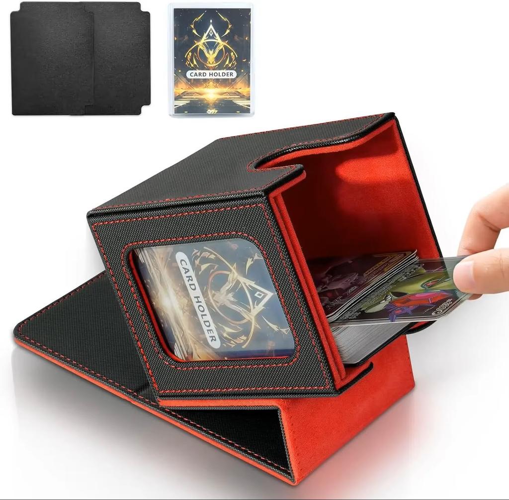 Card Deck Box with MTG Commander Display Holds 100+ Double-Sleeved Cards Trading Card Storage Box Fits TCG PTCG Sports Card