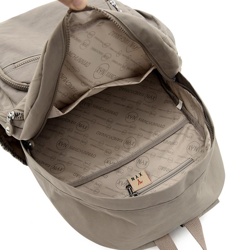 Nylon Backpack Solid Color Student School Baglarge Capacity Women's Travel Bag
