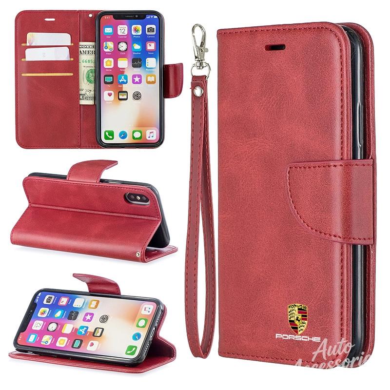 Per Porsche Portafoglio Porta Carte Custodia Telefono per iPhone 16 15 13 14 11 12 Pro Max Mini 8 XR XS 16 Plus 15Pro Cover con Supporto Flip adesivo CY5