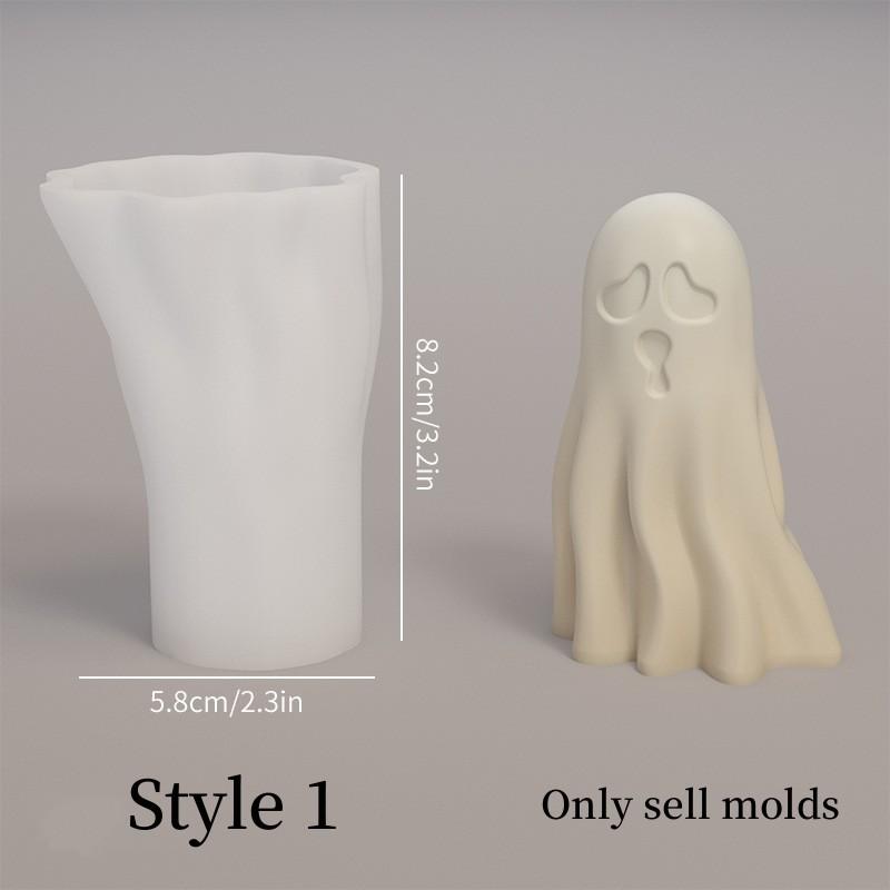 3D Cartoon Funny Ghost Silicone Candle Mold,Halloween Ghost Pumpkin Decor Making Mold,Diy Epoxy Resin Plaster Craft Casting Mold