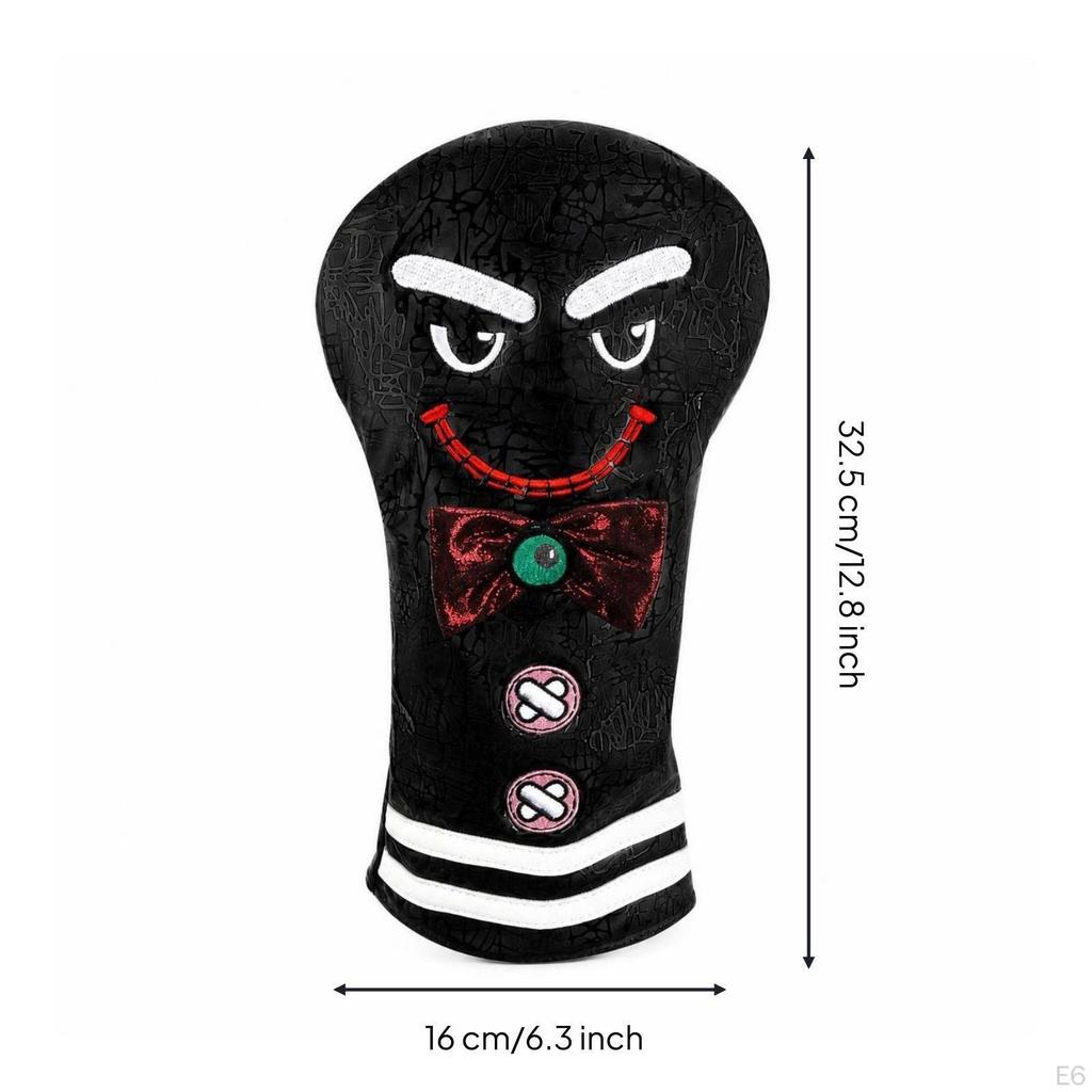 Golf Club Cover with Cartoon Face Whimsical Headcover Embroidered for