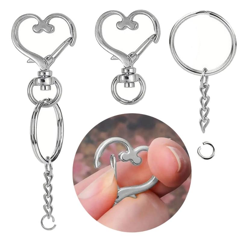 Lot de 50 Porte-clés Uniques à Faire Soi-même Crochets Porte-clés à Fermoir Mousqueton pour Lanière de Bricolage