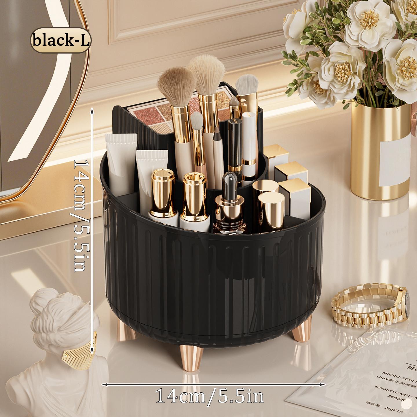 360° Rotating Makeup Organizer,Dustproof Vanity Organizer for Brush Lipstick Skincare, Bathroom Countertop Makeup Holder чёрный