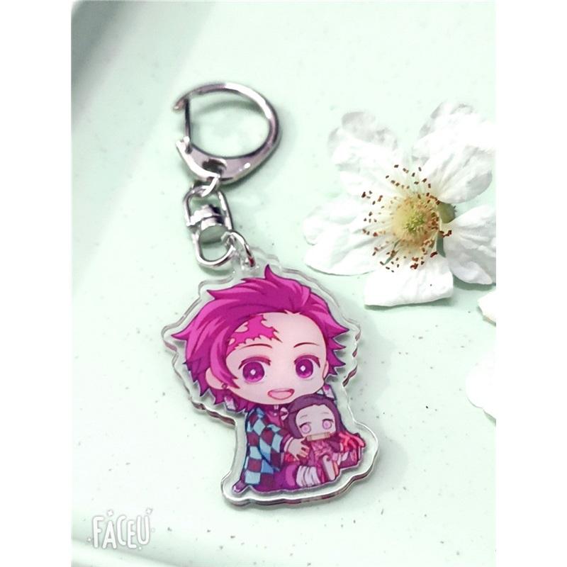 Anime Keychains Keychain Demon Slayer Kimetsu No Yaiba Acrylic Key Ring Cute Funny Cartoon for Friends
