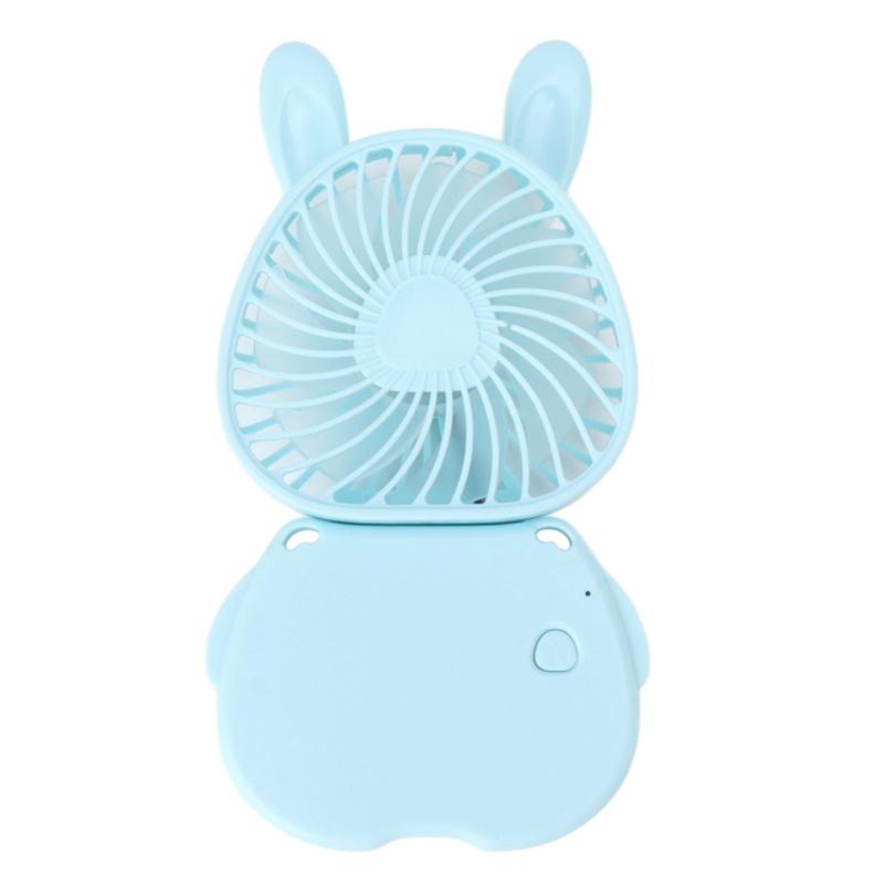 Portable Neck Hanging Fan Foldable USB Rechargeable Mini Handheld Cute Bunny Desk Fan With Lanyard For Office Outdoor White