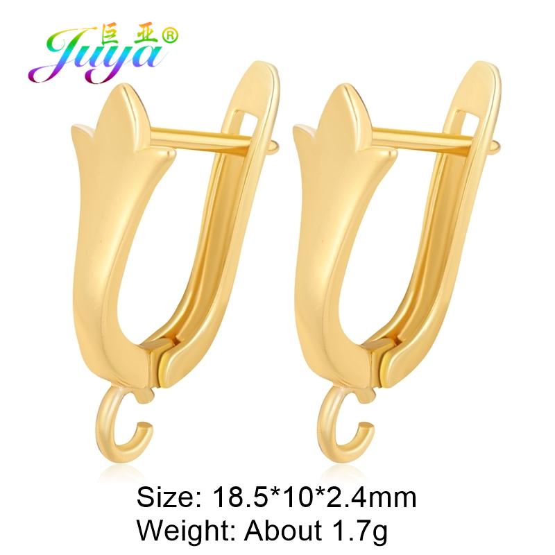 Juya Women Earrings Accessories 4 8Pcs/Lot Gold Silver Plated Shvenzy Ear Wire Fixture Fastener Bale DIY Earring Hooks Clasp