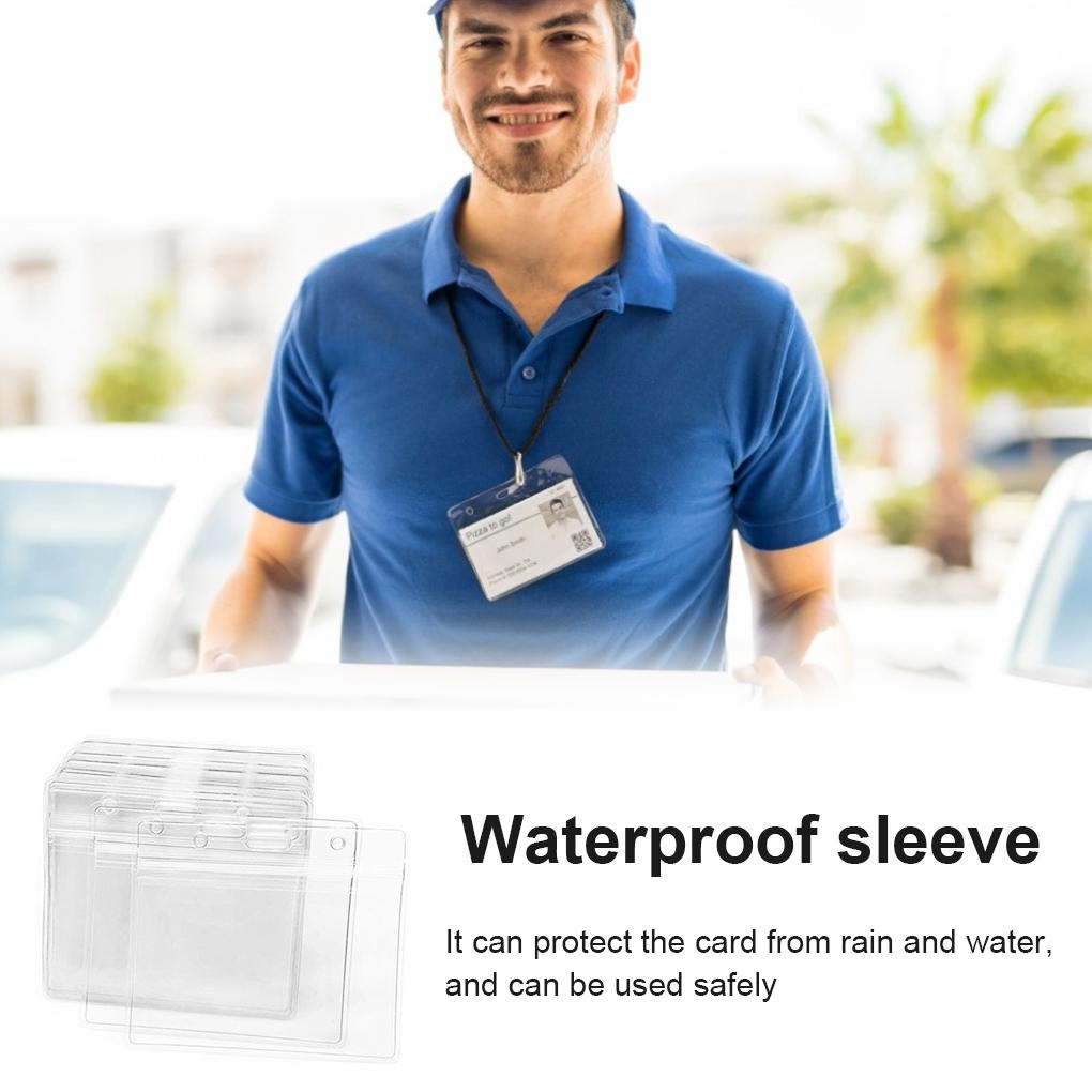 Card Cover Holder ID Card Protector Waterproof PVC Sleeve with Hanging Rope