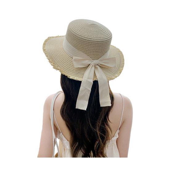 Summer Beach Hat Wide Brim Straw Sun Hat Sun Protection Foldable Hat D