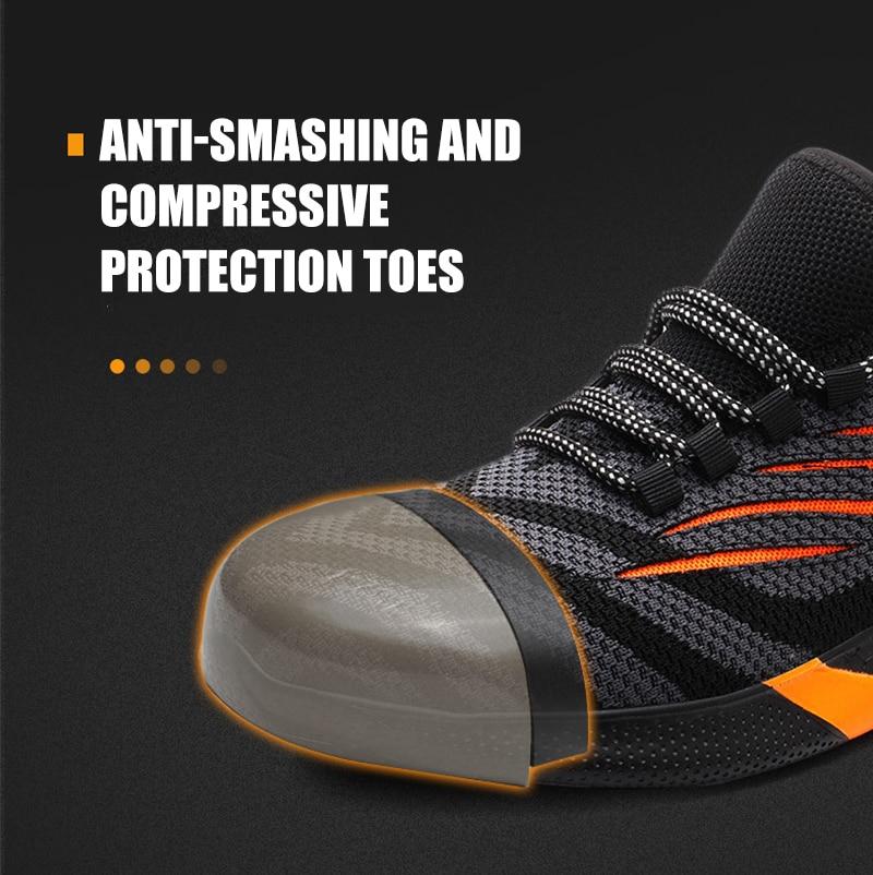 Men‘s Anti-puncture Working Sneakers Lightweight Steel Toe Shoes Safety Shoes Breathable Deodorant Steel Toe Work Shoes for Men