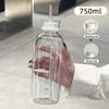 Sticlă de apă din sticlă borosilicată de 750 ml, capacitate mare, design cu capac dublu - capac etanș și capac cu pai, cu scară de timp, convenabilă de transportat