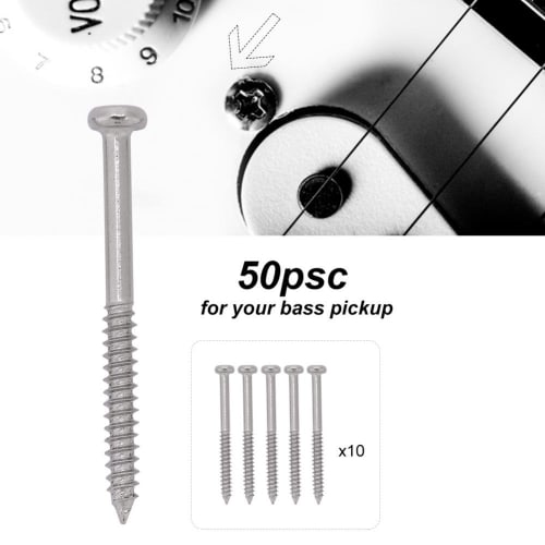Pack of 50 Pickup Screws for JB Basses. High-quality, Rust-resistant, and Durable Pickup Mounting Screws.