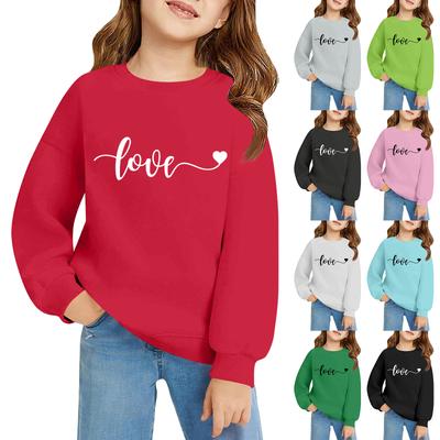 Kids' Long Sleeve Loose Pullover Letter Printed Round Neck Sweatshirt