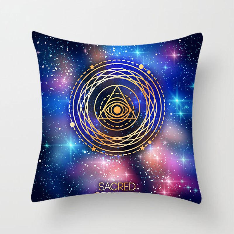 Household Stitching Colorful Mandala Printed Pillow Cover Bedroom Sofa Cushion Peach Leather Velvet Cushion Cover