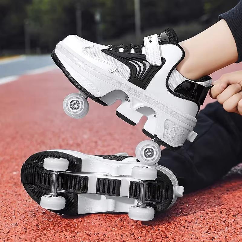 New Children's Sports Skates Deformation Shoes 4 Four-wheel Skates, Adult Runaway Shoes Student Deformation Wheel