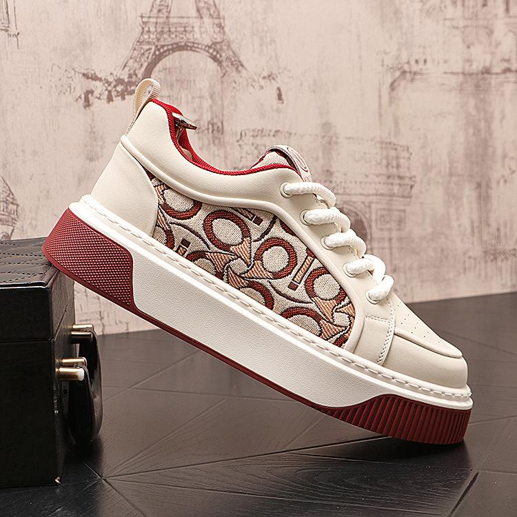 

Almost Perfect 2025 New Year Red Sports Shoes Embroidered Men s Casual Board Shoes Versatile and Niche Design 43