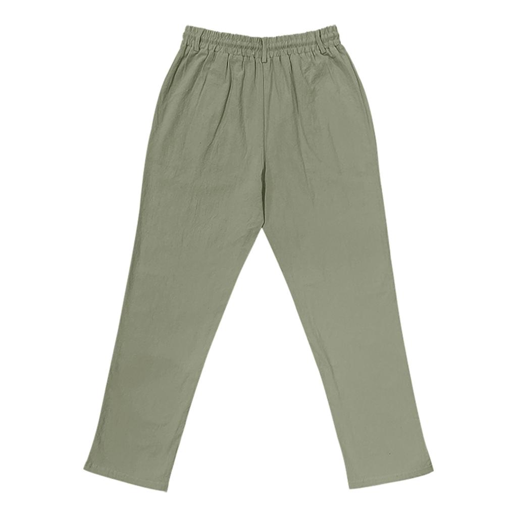 Men's Cotton-Linen Summer Straight-Leg -Color Casual Trousers