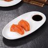 Ceramic Egg-Shaped Oval Plate with Vinegar Dish - Pure White Tableware for Restaurants, Hotels, Dumplings, and Dining Rooms.
