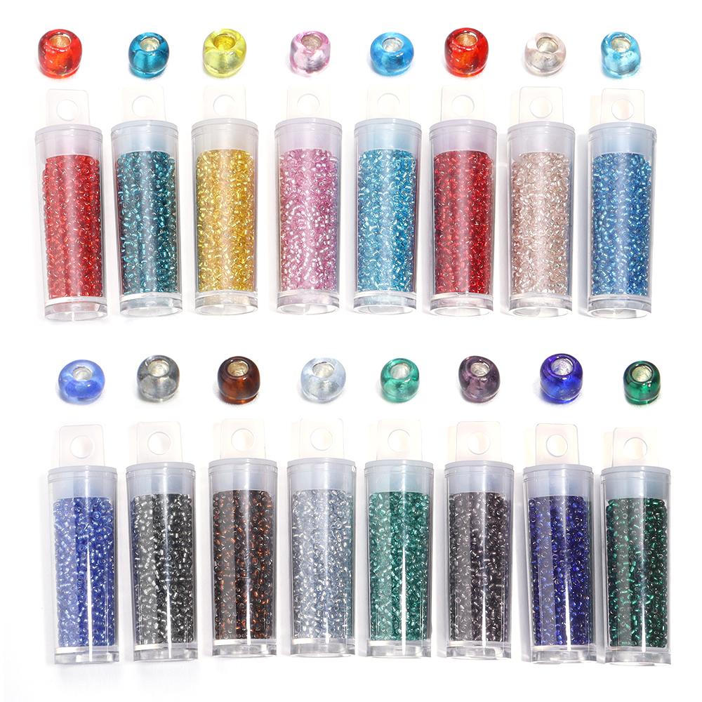 10/50g Czech Glass Seed Beads Inner Silver Loose Spacer Rice Beads For Jewelry Making Colorful Round Bead DIY Earrings Bracelet