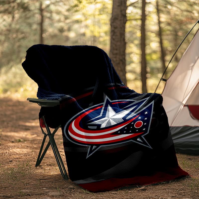 Columbus Blue Jackets Logo Blanket Flannel Throw for Sofa, Indoor, Camping, Living Room, Office, Chair, And Bed Soft Birthday Gift